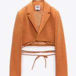 ZARA 2 piece Tangerine Tied Crop Blazer and Skort Photo 9