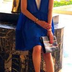 Sandro Paris V Neck Mod Color Lined Shift Flowy Mini Dress Blue Size 1 Small Photo 0