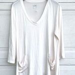 LOGO By Lori Goldstein LOGO Lori Goldstein Women’s Tunic Shirt Cream 3/4 Sleeve Asymmetrical Hem Large Photo 0