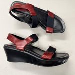 Dansko  Black Red Leather Strappy Wedge Sandals Women’s 9.5 Comfort Shoes Photo 0