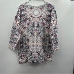 Talbots White & Purple Geometric Print 3/4 Sleeve Pullover Top Size L Photo 3