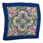 Satin Blue Floral Neck Hair Scarf NEW Photo 1