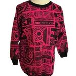 Vintage 80s bright pink op art sweat shirt Size M Photo 0