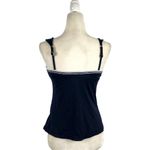 Becca Women's Size Small Floral Embroidered Crochet Strap Navy Tankini Swim Top Photo 5
