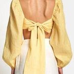 NWT Sofia Charlotte Long Sleeve Twist Front Tie Back Crop Blouse Yellow US 2/ XS Photo 1