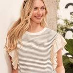 Lime n Chili ✨NWT Lime 'N' Chili Striped‎ Contrast Ruffle Detail Sleeveless Top Photo 0