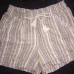 Briggs New York  High Waist Striped Shorts in Tan and White Photo 4