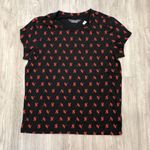 Victoria's Secret  Women's Black/Red Allover VS Logo Crew Neck Graphic Tee sz XXS Photo 0