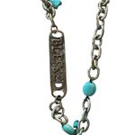 Blessed Cross Pendant Necklace Silver Tone Turquoise Beads‎ Religious Jewelry Photo 1