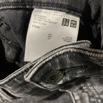 Uniqlo  Jeans Juniors Sz 11 Wide Leg Black Acid Wash High Rise Cropped Pants Dark Photo 4