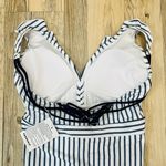 COCOSHIP NWT  swimsuit one piece blue white stripe ruffle sz 6.  Photo 6