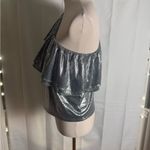 TCEC Silver Sequin Asymmetrical Blouse Photo 1