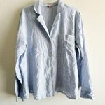 Eberjay Eberjey Long Sleeve Nautico Stripe Blue White Shirt Top Size Medium Photo 1