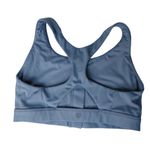 Athleta Womens Blue Front-Zip Sports Bra With Racerback & Mesh Details Photo 6