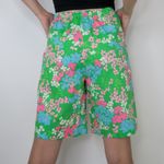 Vintage 60’s Sea Waves Green Floral Bermuda Shorts Photo 2