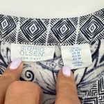 Sigrid Olsen  100% Linen Tunic Top Blue White Floral Paisley Print‎ Medium Luxury Photo 6