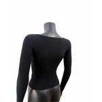 Madewell Ribbed Scoop Neck Long Sleeve Top Black Slim Fit Stretch Size M Photo 2