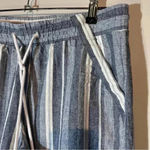 Jolt  Women's Beach Boho Pants Linen Bland Wide Leg Blue White Stripe Size Large Photo 2