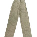 Topshop NWOT Beige Tan Subtle Floral Print Pants Straight Leg Carpenter Jean New Photo 4