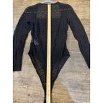 Ganni  Women's Size Medium Bodysuit‎ Black Lace Square Back Long Sleeve Lined Photo 12
