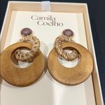 Camila Coelho  | Statement Wooden Hoop Earrings w/ Woven Detail Photo 4
