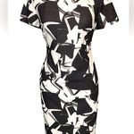 Karl Lagerfeld Womens 8 Dress Scuba Stretch Lined Black & White Knee Length Photo 0