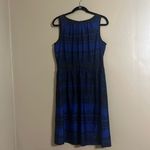 Loft  pleated A-line Navy/Black Lace Print Dress Sz 10 Worship Office Career Photo 1