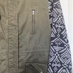 Sun & Shadow Army green mixed material zipper and snap jacket Photo 1