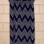 Three Pink Hearts  Elegant Chevron Maxi Dress in Navy and Pink Photo 0