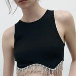 ZARA LIMITLESS CONTOUR COLLECTION Black Seamless Rhinestone Top Size XS-S NWT! Photo 0