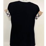 Burberry Brit Cotton Check Sleeve Cuff Detail V-Neck Womens T-Shirt Photo 1