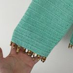 Soft Surroundings Vintage 90s Mint Green Front Tie Beaded Fringe Summer Beach Cropped Crochet Top Photo 5