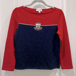 St. John  Vintage Knit Red and Navy Nautical Logo Long Sleeve Top Sz Small Petite Photo 0