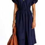 ALC Frank A.L.C. Odin Poplin Midi Asymmetric Cotton Dress Maritime Navy Blue Size 8 NWT Photo 0