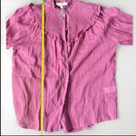 Karlie ‎ Large Pink Linen Smock Top Button Up Long Sleeve Lightweight Ruffle NWOT Photo 9
