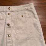 J.Crew  Textured Denim Patch Pockets‎ Gold Buttons Mini Skirt in Ecru Size 27 Photo 8