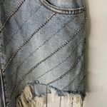True Religion Skirt Womens 25 Denim Rhinestone Fringe Distressed High Rise Photo 1