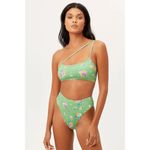 frankie's bikinis Frankie’s Bikinis Green Floral Oliver One Shoulder Bikini Top Meadow M NWT Photo 5