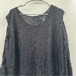 Ashley Stewart ‎ Black Allover Lace Cold Shoulder Bell Sleeve Knee Length Dress Photo 1