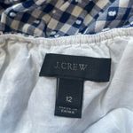 J.Crew  Blue White Gingham Tie Shoulder Eyelet Top Photo 5