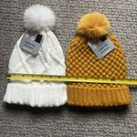 2 Pack NEW Woman's Knit Beanies Pom Pom Fall Winter 1 White 1 Rust Orange Photo 2