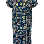 Maluna Hawaii Dress Medium Blue Floral Boho Island Vibes Short Sleeve Photo 0