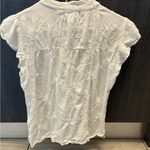 Dear John  White Embroidered Floral Ruffle Button Front Blouse Top size Small Photo 4