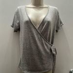 Caution to the Wind Asymmetrical Self-tie Gray Top Photo 8
