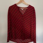 Dana Buchman Pullover Geometric Pattern Blouse- Red- Size L Photo 6