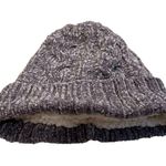 Soft Surroundings  Grey Chenille Knit Beanie Faux Fur Lined Pom Pom Top Photo 6