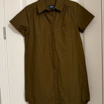 Maeve The Francie Mini Buttondown Shirt Dress Size XXS Olive Green Tone Photo 0