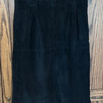 Vintage Evan Davies Black Suede Leather Midi Skirt 6 Photo 0