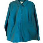 Appleseeds Womens Button Up Top Size 18W Career Office Business Casual Comfy Green Photo 0