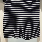 Talbots  Striped Ruffle Sleeve Knit Shift Dress Navy White Size M Photo 4